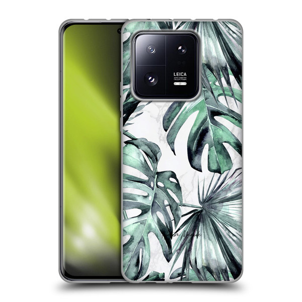 Nature Magick Tropical Palm Leaves On Marble Turquoise Green Island Soft Gel Case for Xiaomi 13 Pro 5G