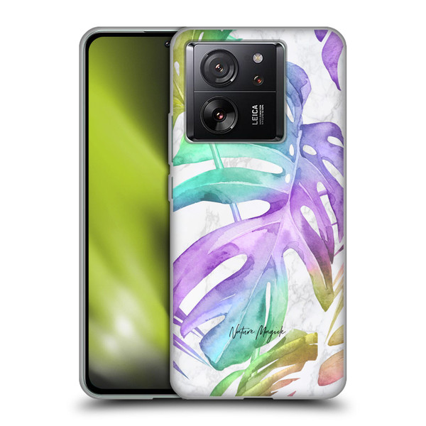Nature Magick Tropical Palm Leaves On Marble Rainbow Leaf Soft Gel Case for Xiaomi 13T 5G / 13T Pro 5G