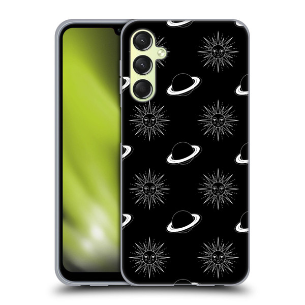 Haroulita Celestial Black And White Planet And Sun Soft Gel Case for Samsung Galaxy A24 4G / M34 5G