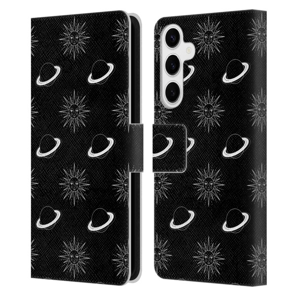 Haroulita Celestial Black And White Planet And Sun Leather Book Wallet Case Cover For Samsung Galaxy S24+ 5G