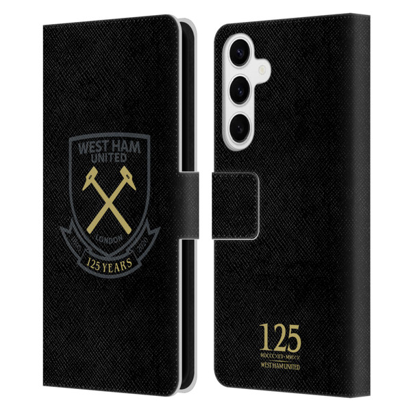 West Ham United FC 125 Year Anniversary Black Claret Crest Leather Book Wallet Case Cover For Samsung Galaxy S24+ 5G