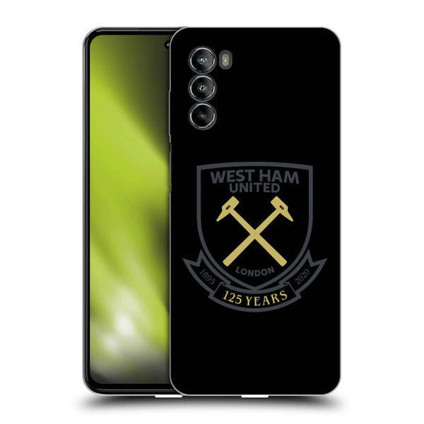 West Ham United FC 125 Year Anniversary Black Claret Crest Soft Gel Case for Motorola Moto G82 5G