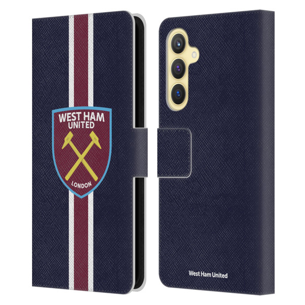 West Ham United FC Crest Stripes Leather Book Wallet Case Cover For Samsung Galaxy S23 FE 5G