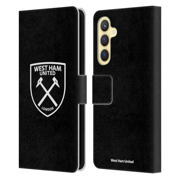 West Ham United FC Crest White Logo Leather Book Wallet Case Cover For Samsung Galaxy S23 FE 5G