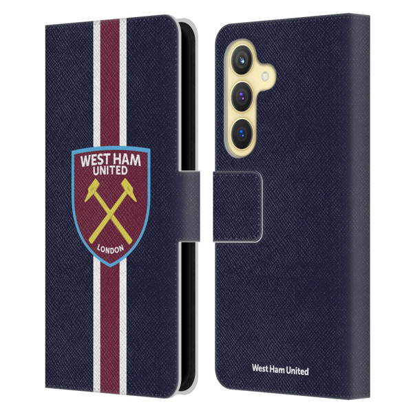 West Ham United FC Crest Stripes Leather Book Wallet Case Cover For Samsung Galaxy S24 5G