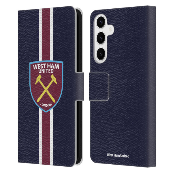 West Ham United FC Crest Stripes Leather Book Wallet Case Cover For Samsung Galaxy S24+ 5G