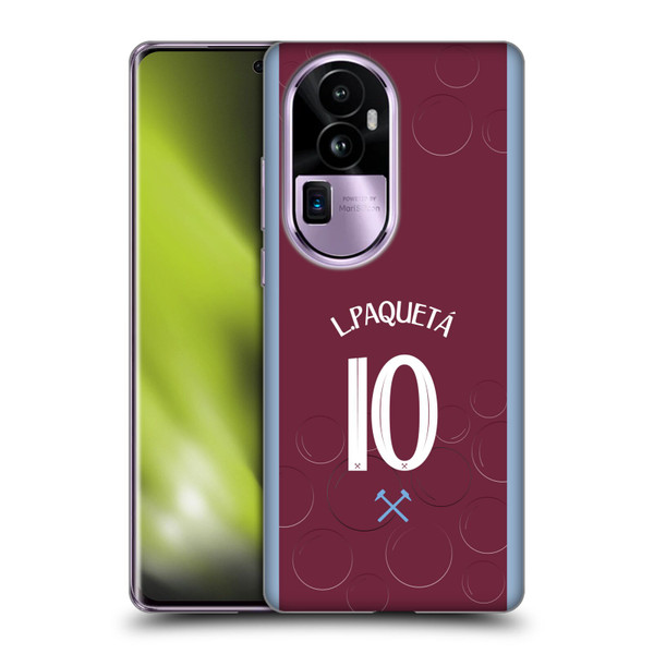 West Ham United FC 2023/24 Players Home Kit Lucas Paquetá Soft Gel Case for OPPO Reno10 Pro+