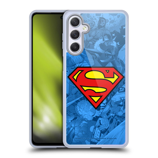 Superman DC Comics Comicbook Art Collage Soft Gel Case for Samsung Galaxy M54 5G