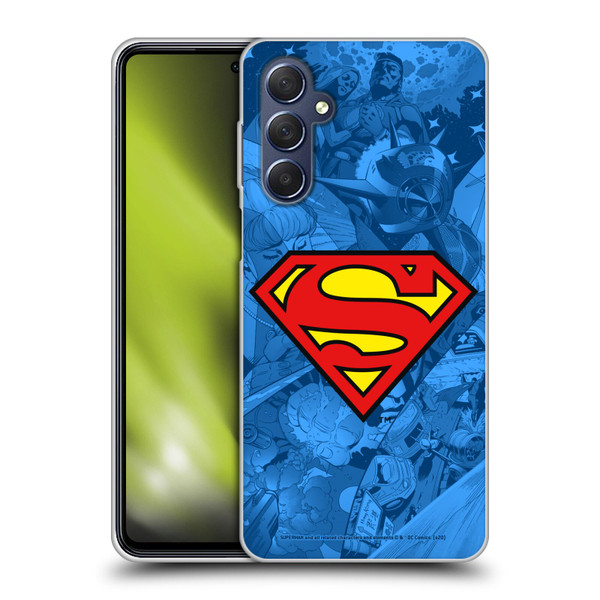 Superman DC Comics Comicbook Art Collage Soft Gel Case for Samsung Galaxy M54 5G