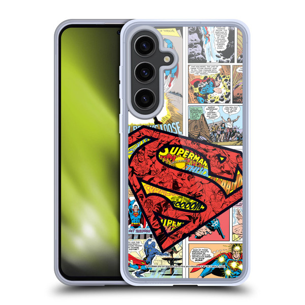 Superman DC Comics Comicbook Art Oversized Logo Soft Gel Case for Samsung Galaxy S24+ 5G