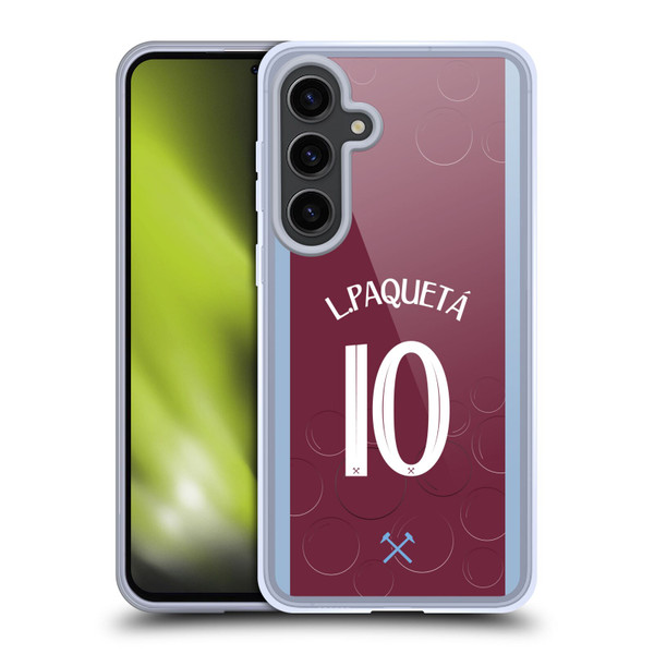 West Ham United FC 2023/24 Players Home Kit Lucas Paquetá Soft Gel Case for Samsung Galaxy S24+ 5G
