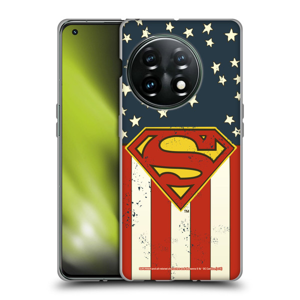 Superman DC Comics Logos U.S. Flag Soft Gel Case for OnePlus 11 5G