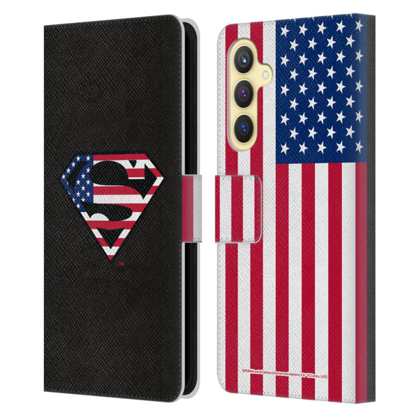 Superman DC Comics Logos U.S. Flag 2 Leather Book Wallet Case Cover For Samsung Galaxy S23 FE 5G