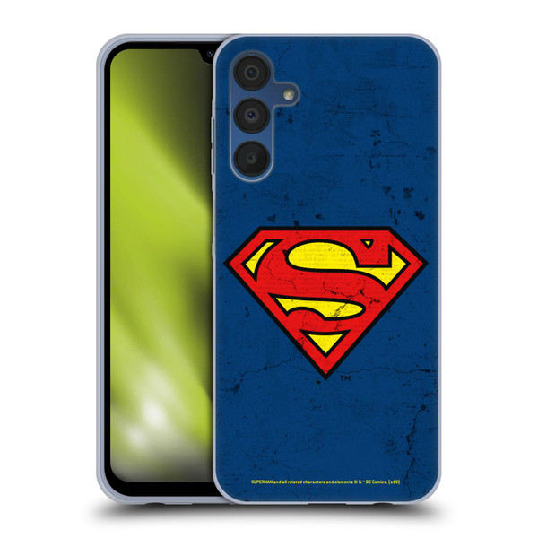 Superman DC Comics Logos Distressed Look Soft Gel Case for Samsung Galaxy A15 & MagSafe