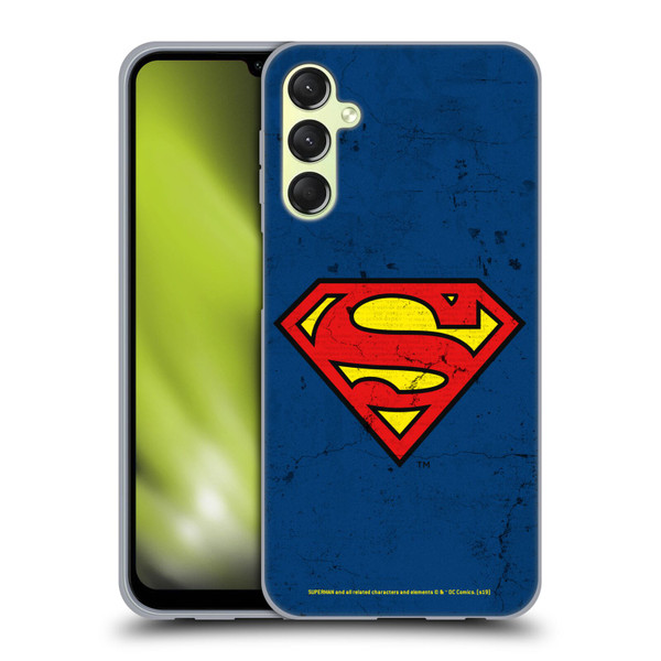 Superman DC Comics Logos Distressed Look Soft Gel Case for Samsung Galaxy A24 4G / Galaxy M34 5G