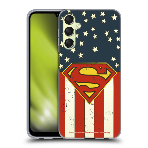 Superman DC Comics Logos U.S. Flag Soft Gel Case for Samsung Galaxy A24 4G / Galaxy M34 5G