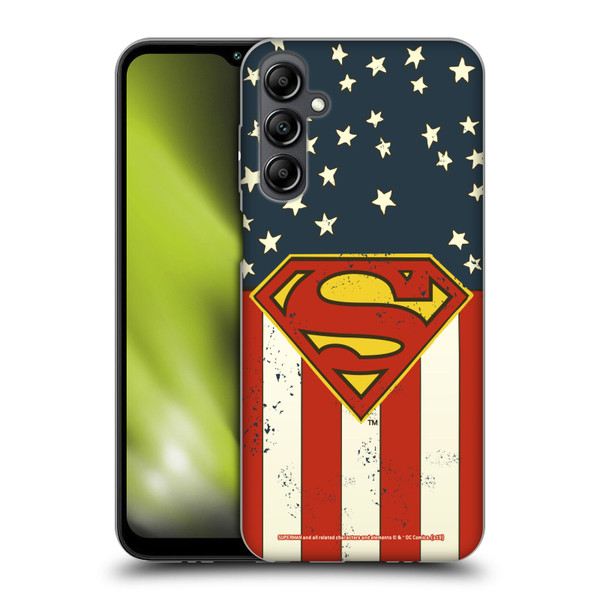 Superman DC Comics Logos U.S. Flag Soft Gel Case for Samsung Galaxy M14 5G
