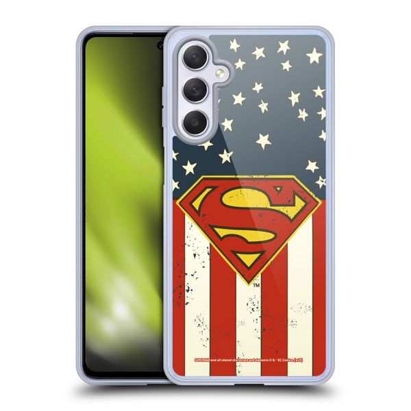 Superman DC Comics Logos U.S. Flag Soft Gel Case for Samsung Galaxy M54 5G