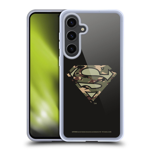Superman DC Comics Logos Camouflage Soft Gel Case for Samsung Galaxy S24+ 5G
