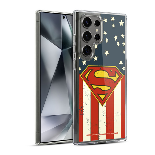 Superman DC Comics Logos U.S. Flag Soft Gel Case for Samsung Galaxy S24 Ultra 5G & MagSafe
