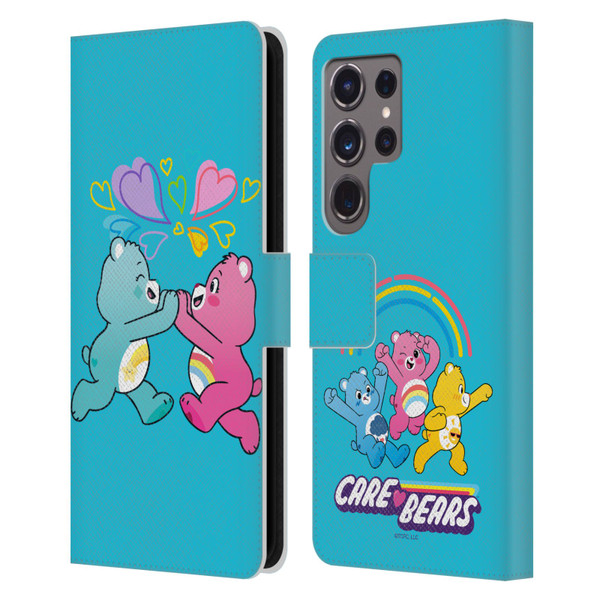 Care Bears Characters Funshine, Cheer And Grumpy Group 2 Leather Book Wallet Case Cover For Samsung Galaxy S24 Ultra 5G