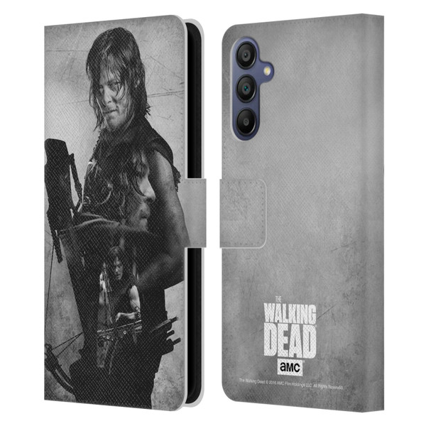 AMC The Walking Dead Double Exposure Daryl Leather Book Wallet Case Cover For Samsung Galaxy A15