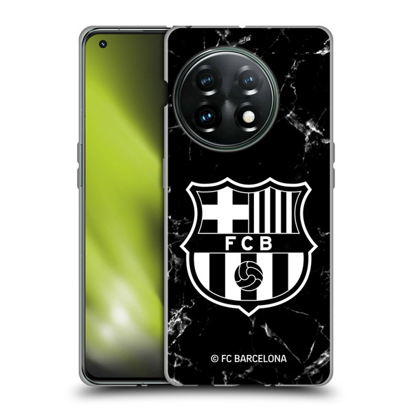 FC Barcelona Crest Patterns Black Marble Soft Gel Case for OnePlus 11 5G