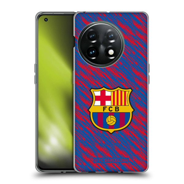 FC Barcelona Crest Patterns Glitch Soft Gel Case for OnePlus 11 5G