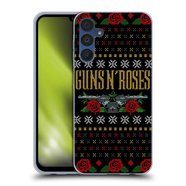 Guns N' Roses Christmas Text Logo Pistol Soft Gel Case for Samsung Galaxy A15