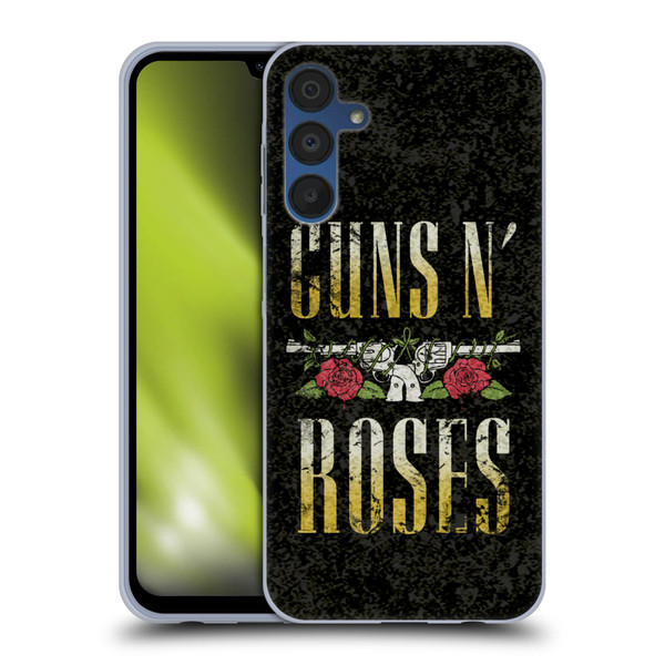 Guns N' Roses Key Art Text Logo Pistol Soft Gel Case for Samsung Galaxy A15