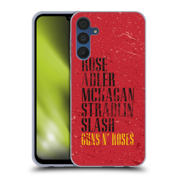 Guns N' Roses Vintage Names Soft Gel Case for Samsung Galaxy A15