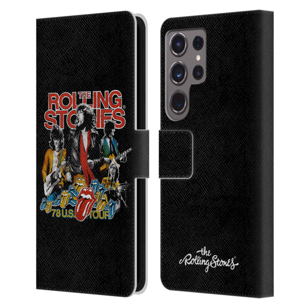 The Rolling Stones Key Art 78 Us Tour Vintage Leather Book Wallet Case Cover For Samsung Galaxy S24 Ultra 5G