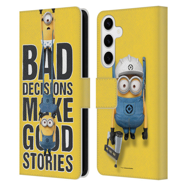 Despicable Me Funny Minions Bad Decisions Leather Book Wallet Case Cover For Samsung Galaxy S24+ 5G