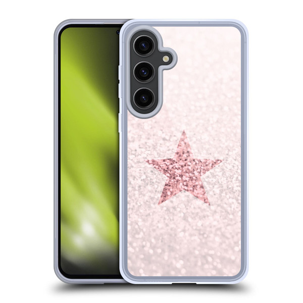 Monika Strigel Glitter Star Pastel Rose Pink Soft Gel Case for Samsung Galaxy S24+ 5G