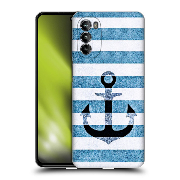 Monika Strigel Vintage Anchors Indigo Soft Gel Case for Motorola Moto G82 5G