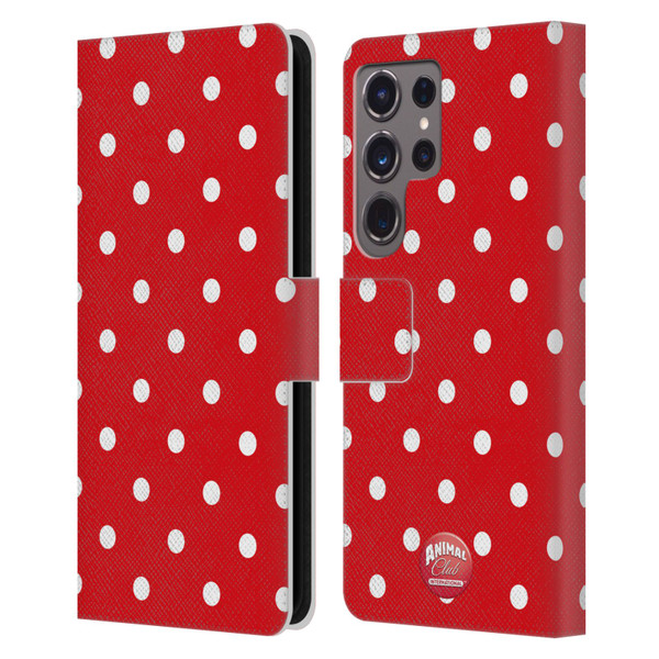 Animal Club International Patterns Polka Dots Red Leather Book Wallet Case Cover For Samsung Galaxy S24 Ultra 5G