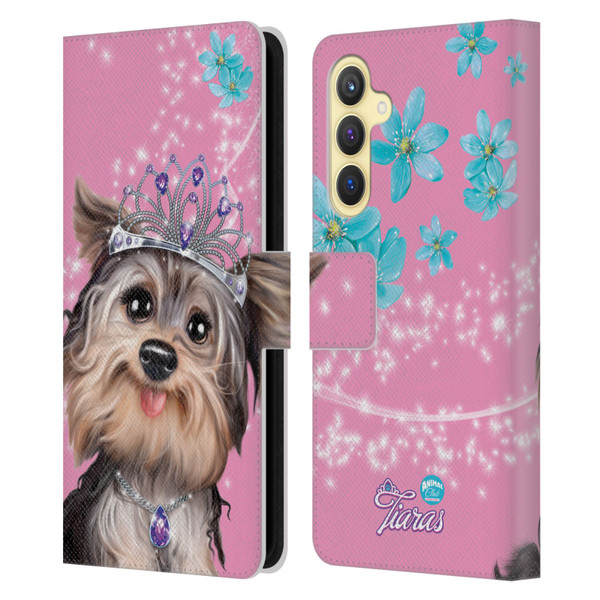 Animal Club International Royal Faces Yorkie Leather Book Wallet Case Cover For Samsung Galaxy S23 FE 5G