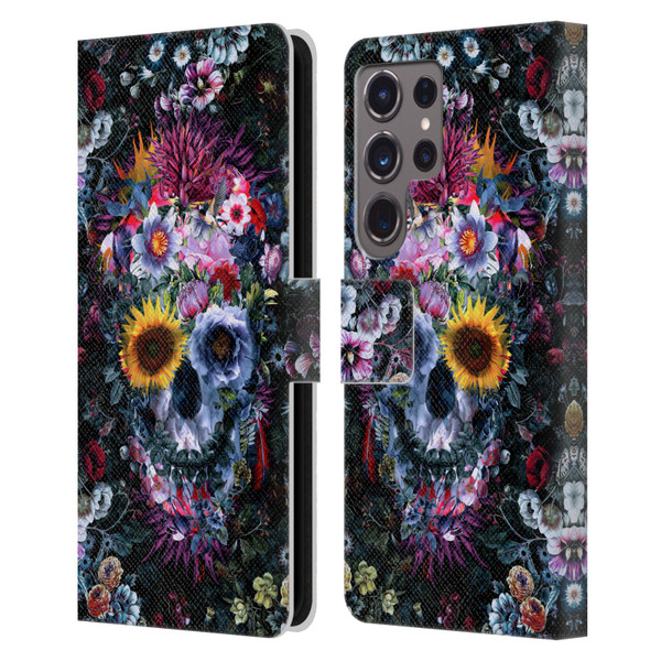 Riza Peker Skulls 9 Skull Leather Book Wallet Case Cover For Samsung Galaxy S24 Ultra 5G