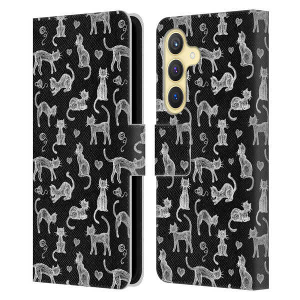 Micklyn Le Feuvre Animals Teachers Pet Chalkboard Cats Leather Book Wallet Case Cover For Samsung Galaxy S24 5G