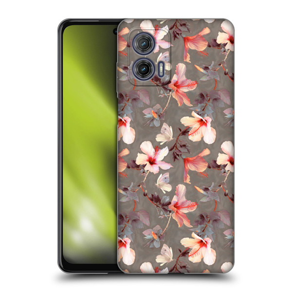 Micklyn Le Feuvre Florals Coral Hibiscus Soft Gel Case for Motorola Moto G73 5G