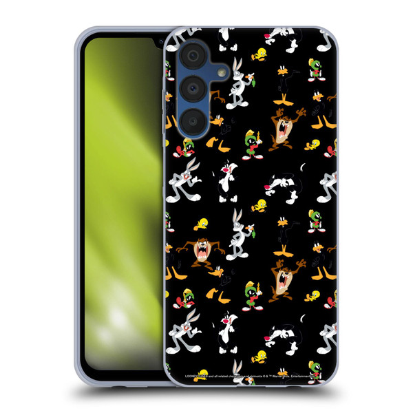 Looney Tunes Patterns Black Soft Gel Case for Samsung Galaxy A15
