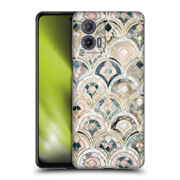 Micklyn Le Feuvre Marble Patterns Art Deco Tiles In Soft Pastels Soft Gel Case for Motorola Moto G73 5G