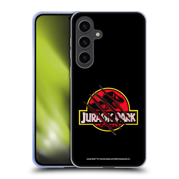 Jurassic Park Logo Plain Black Claw Soft Gel Case for Samsung Galaxy S24+ 5G