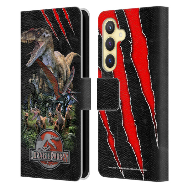 Jurassic Park III Key Art Dinosaurs 3 Leather Book Wallet Case Cover For Samsung Galaxy S24 5G