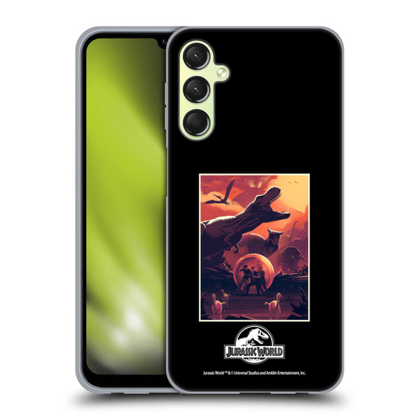 Jurassic World Vector Art Volcano Escape Soft Gel Case for Samsung Galaxy A24 4G / Galaxy M34 5G