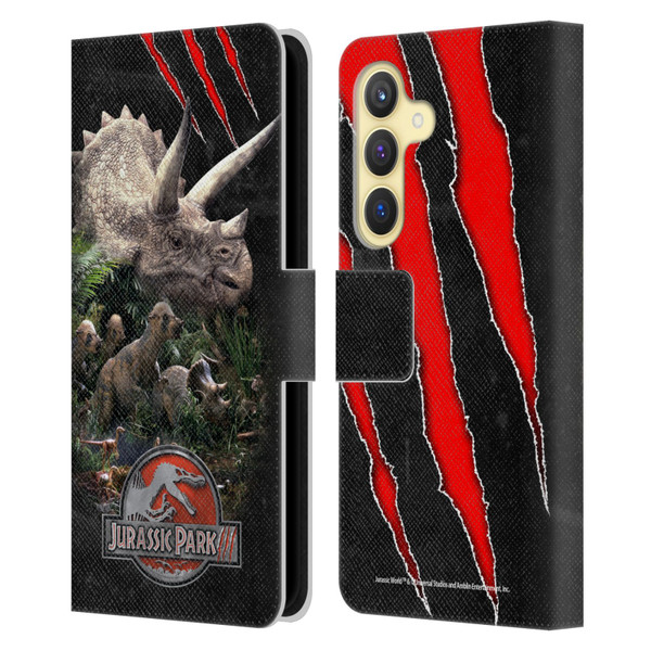Jurassic Park III Key Art Dinosaurs 2 Leather Book Wallet Case Cover For Samsung Galaxy S24 5G