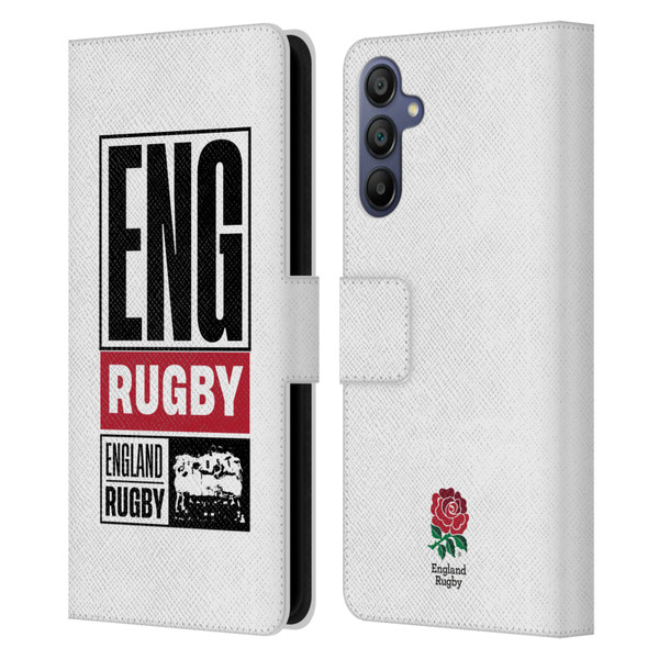 England Rugby Union RED ROSE Eng Rugby Logo Leather Book Wallet Case Cover For Samsung Galaxy A15