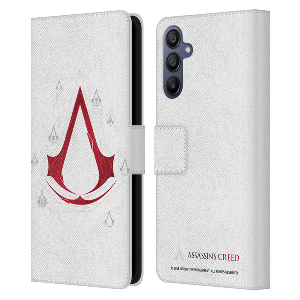 Assassin's Creed Legacy Logo Geometric White Leather Book Wallet Case Cover For Samsung Galaxy A15