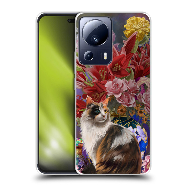 Nene Thomas Art Cat With Bouquet Of Flowers Soft Gel Case for Xiaomi 13 Lite 5G