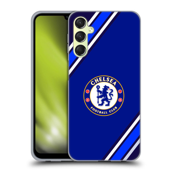 Chelsea Football Club Crest Stripes Soft Gel Case for Samsung Galaxy A24 4G / Galaxy M34 5G